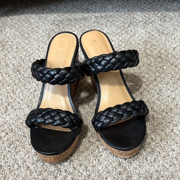 LC Lauren Conrad Black Braided Platform Sandals - Picture 1 of 10